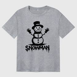 Футболка оверсайз женская Снеговик граффити, цвет: меланж