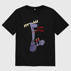 Футболка оверсайз женская Лось штангист, цвет: черный