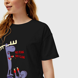 Футболка оверсайз женская Лось штангист, цвет: черный — фото 2