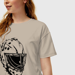 Футболка оверсайз женская Черная вратарская маска, цвет: миндальный — фото 2