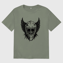Футболка оверсайз женская Крылатая хоккейная маска, цвет: авокадо