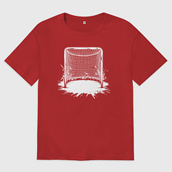 Футболка оверсайз женская Хоккейная рамка, цвет: красный
