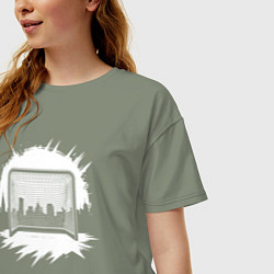 Футболка оверсайз женская Уличная хоккейная рамка, цвет: авокадо — фото 2