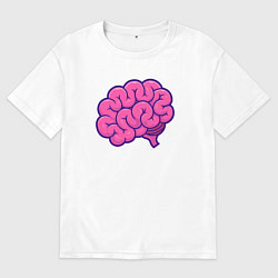 Футболка оверсайз женская Pinky brain, цвет: белый