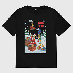 Футболка оверсайз женская Симпсоны - новый год, цвет: черный