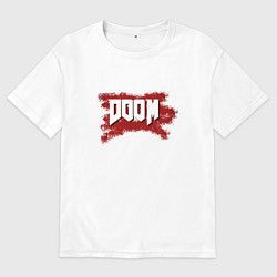 Футболка оверсайз женская Doom with blood, цвет: белый