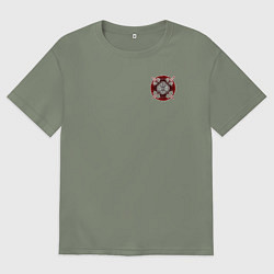 Футболка оверсайз женская Бережёного бог черно-красный арт, цвет: авокадо