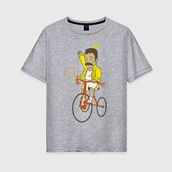Женская футболка оверсайз Фредди на велосипеде