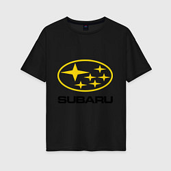 Футболка оверсайз женская Subaru Logo, цвет: черный