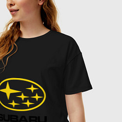 Футболка оверсайз женская Subaru Logo, цвет: черный — фото 2