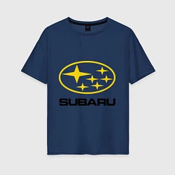 Футболка оверсайз женская Subaru Logo, цвет: тёмно-синий