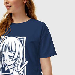Футболка оверсайз женская Аниме позитив, цвет: тёмно-синий — фото 2