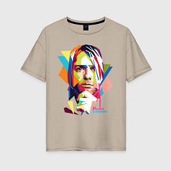 Футболка оверсайз женская Kurt Cobain: Colors, цвет: миндальный