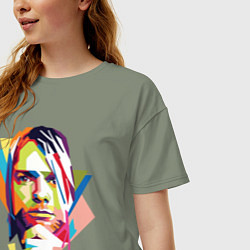 Футболка оверсайз женская Kurt Cobain: Colors, цвет: авокадо — фото 2