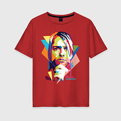 Футболка оверсайз женская Kurt Cobain: Colors, цвет: красный