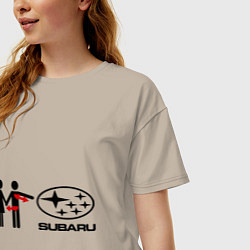 Футболка оверсайз женская I love subaru, цвет: миндальный — фото 2