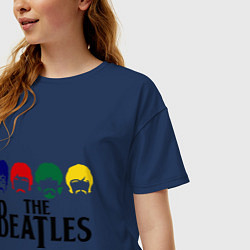 Футболка оверсайз женская The Beatles Heads, цвет: тёмно-синий — фото 2