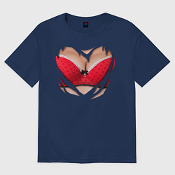 Футболка оверсайз женская Красный бюст, цвет: тёмно-синий
