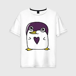 Женская футболка оверсайз Нарисованный пингвин