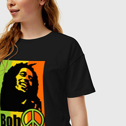 Футболка оверсайз женская Bob Marley: Jamaica, цвет: черный — фото 2