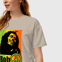 Футболка оверсайз женская Bob Marley: Jamaica, цвет: миндальный — фото 2