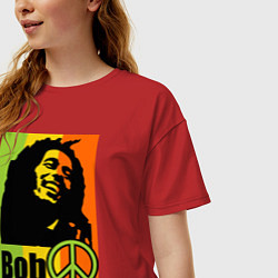 Футболка оверсайз женская Bob Marley: Jamaica, цвет: красный — фото 2