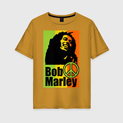 Футболка оверсайз женская Bob Marley: Jamaica, цвет: горчичный