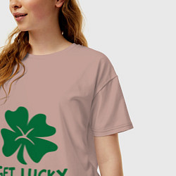 Футболка оверсайз женская Get lucky, цвет: пыльно-розовый — фото 2