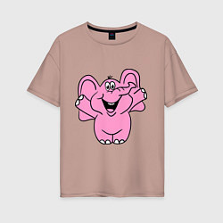 Женская футболка оверсайз Розовый слон