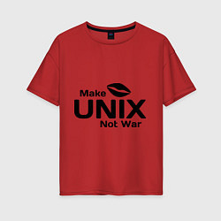 Женская футболка оверсайз Make unix, not war