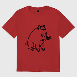 Футболка оверсайз женская Pig, цвет: красный