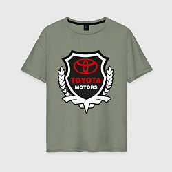 Футболка оверсайз женская Тойота моторс герб, цвет: авокадо