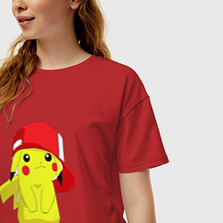 Футболка оверсайз женская Пикачу, цвет: красный — фото 2