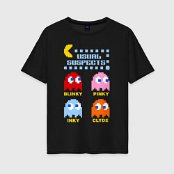 Футболка оверсайз женская Pac-Man: Usual Suspects, цвет: черный