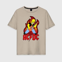 Футболка оверсайз женская AC/DC Homer, цвет: миндальный