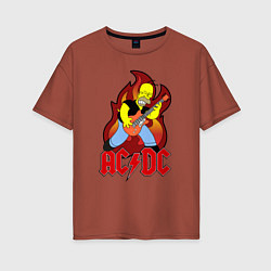 Футболка оверсайз женская AC/DC Homer, цвет: кирпичный