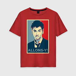 Футболка оверсайз женская Allons-y Poster, цвет: красный