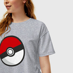 Футболка оверсайз женская Pokeball, цвет: меланж — фото 2