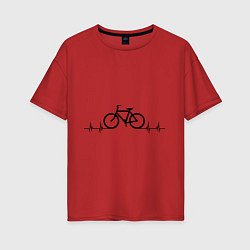 Футболка оверсайз женская Велоспорт, цвет: красный