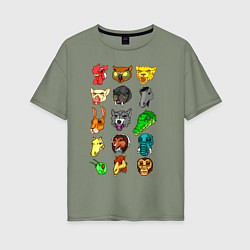 Футболка оверсайз женская Hotline Miami Masks, цвет: авокадо