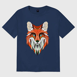 Футболка оверсайз женская Дизайнерская лиса, цвет: тёмно-синий
