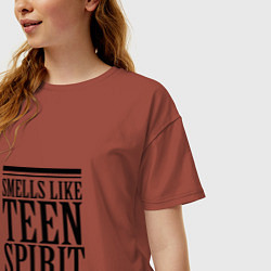 Футболка оверсайз женская Smells like teen spirit, цвет: кирпичный — фото 2