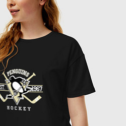 Футболка оверсайз женская Pittsburgh Penguins: Est.1967, цвет: черный — фото 2