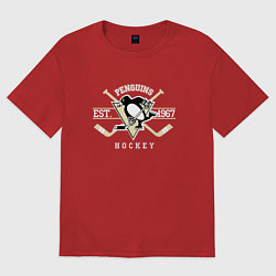 Футболка оверсайз женская Pittsburgh Penguins: Est.1967, цвет: красный
