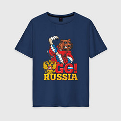 Женская футболка оверсайз Hockey: Go Russia