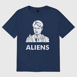 Футболка оверсайз женская Mulder Aliens, цвет: тёмно-синий