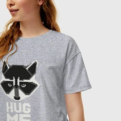 Футболка оверсайз женская Raccoon: Hug me, цвет: меланж — фото 2