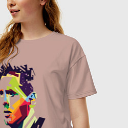 Футболка оверсайз женская Lionel Messi: fun-art, цвет: пыльно-розовый — фото 2