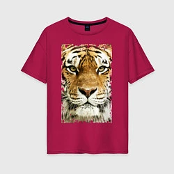 Женская футболка оверсайз Tiger Face: retro style