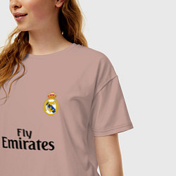 Футболка оверсайз женская Real Madrid: Fly Emirates, цвет: пыльно-розовый — фото 2